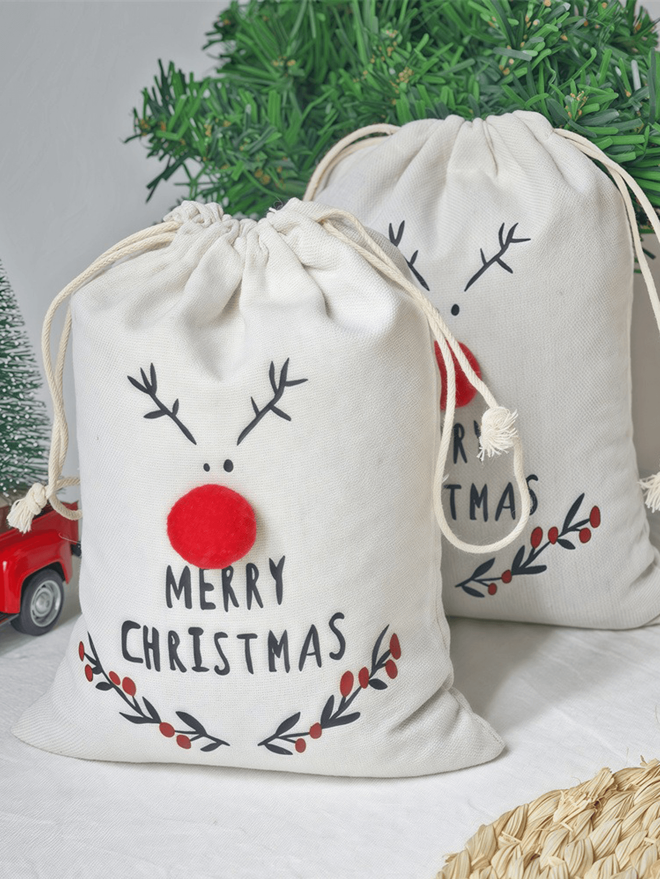 DIY Christmas Reindeer Canvas Gift Bag